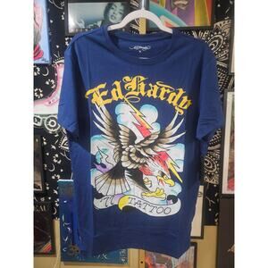 NWT Ed Hardy Lightning Eagle Tattoo Deadstock Streetwear Tee Navy Medium